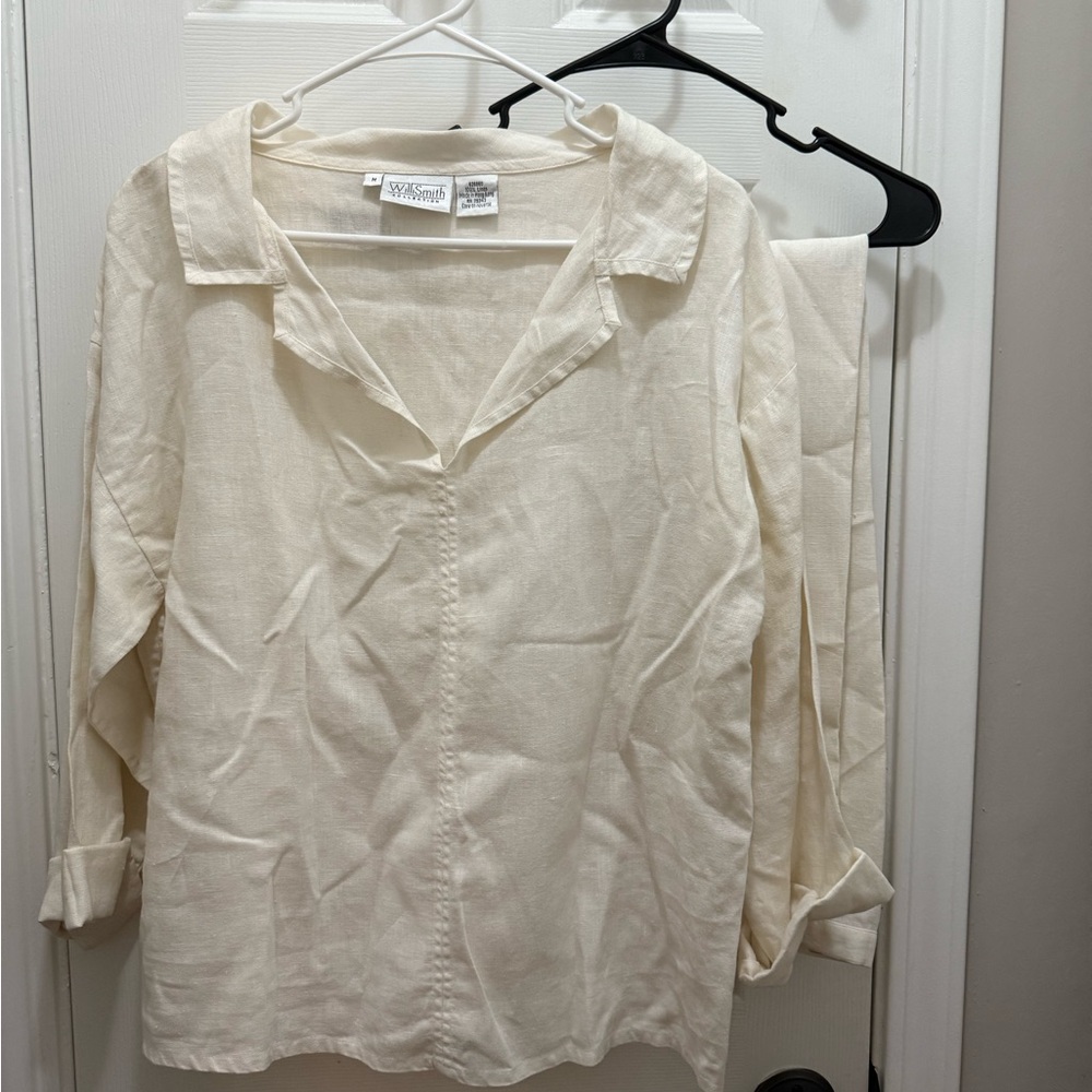 WilliSmith Woman Medium Vintage 100% Linen Top With Pants